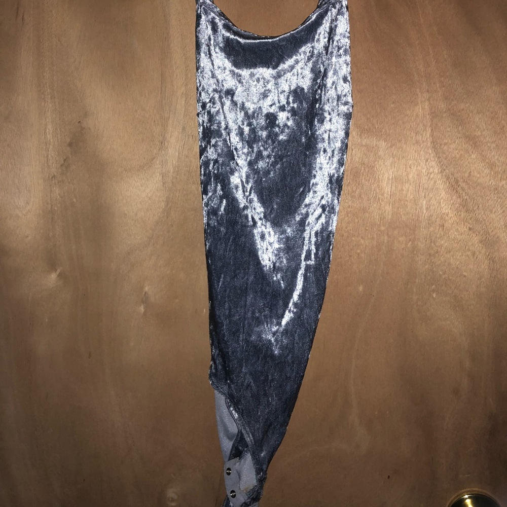 Blue velvet body suit